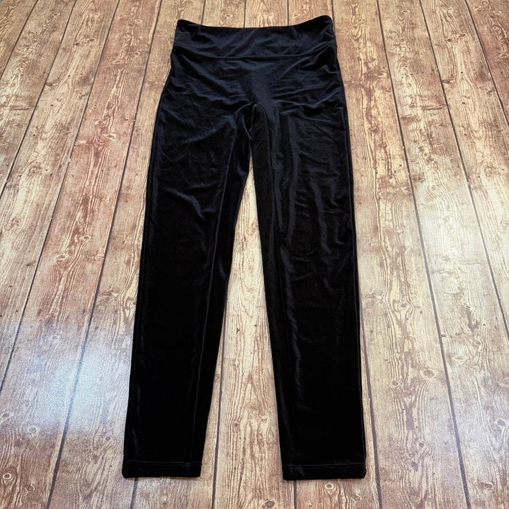Andrew Marc Velvet Leggings Womens Medium Black High Waist Stretch Solid